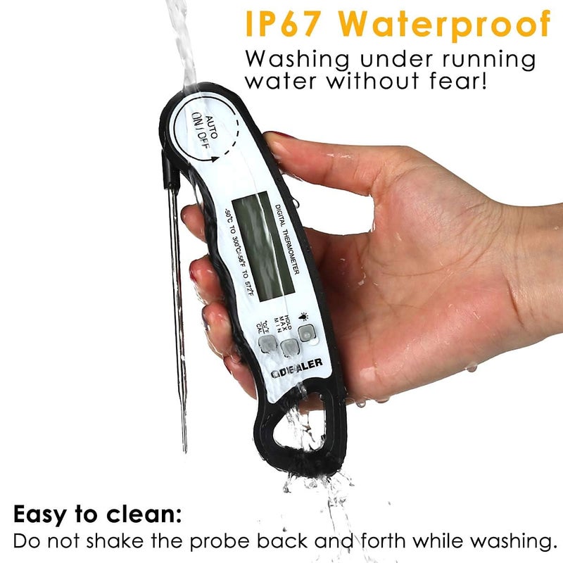 GDEALER Meat Thermometer Digital Instant Read Thermometer Ultra-Fast Cooking Food Thermometer with 4.6â€ Folding Probe Calibration Function for Kitchen Milk Candy, BBQ Grill, Smokers (Black) - Image 4
